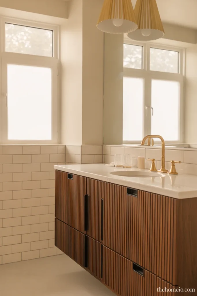 Guest bathroom with one standout design detail and a clean neutral backdrop