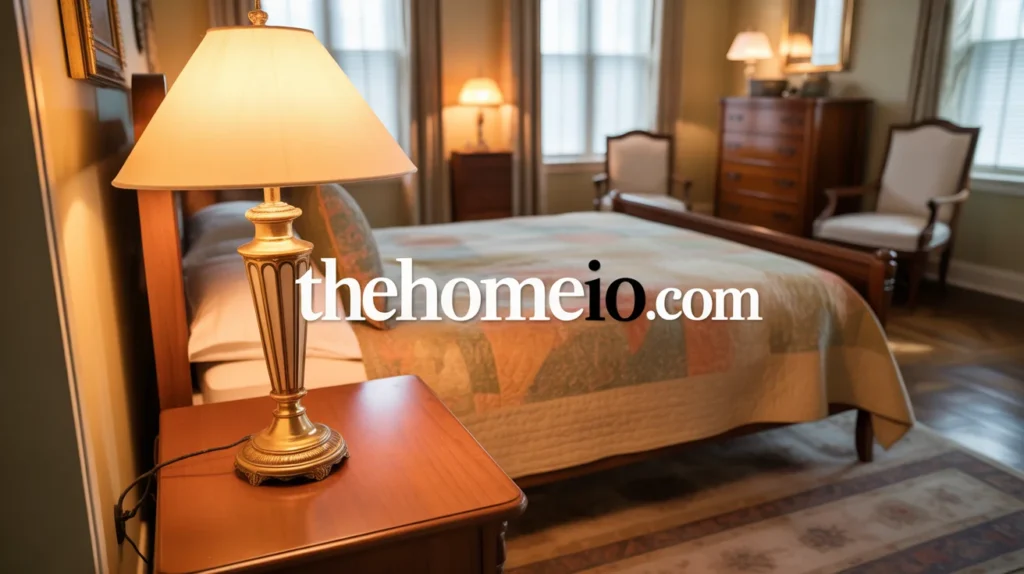 A bedroom featuring two stylish table lamps on either side of the bed. The lamps create a warm and inviting atmosphere