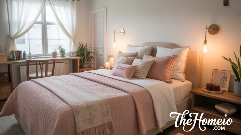 A sleek bedroom with wall-mounted lights beside the bed, offering practical lighting while keeping the space tidy and uncluttered.