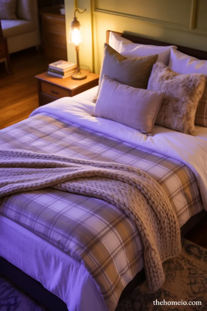 Cozy teen bedroom with warm Edison string lights draped behind bed headboard creating golden glowing atmosphere