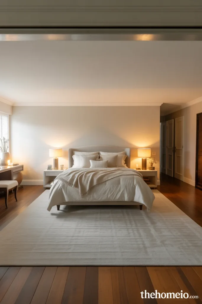 Bedroom makeover with layered lighting from lamps and sconces
