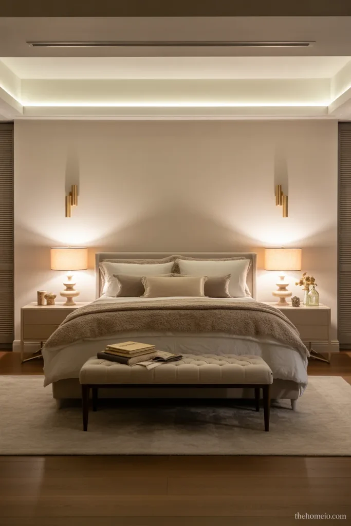 Bedroom makeover with a large area rug under the bed
