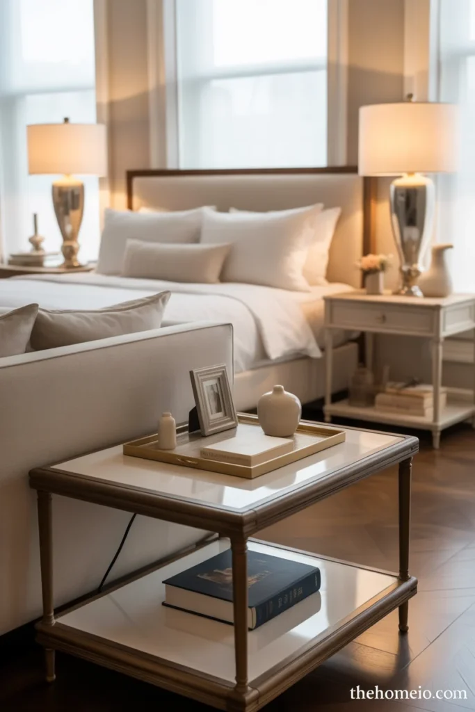Bedroom makeover with textured bedding, boucle bench, and layered cozy fabrics