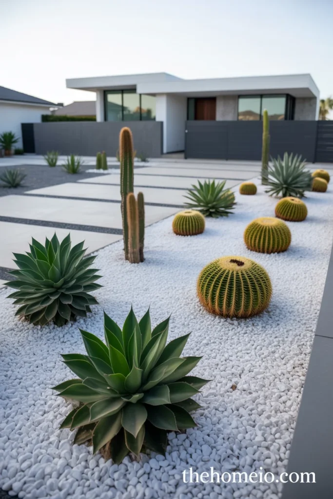 Minimalist succulent front yard design