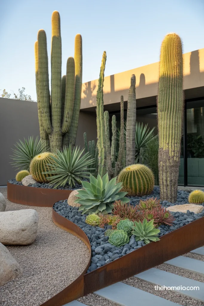 Cactus and succulent front yard landscaping