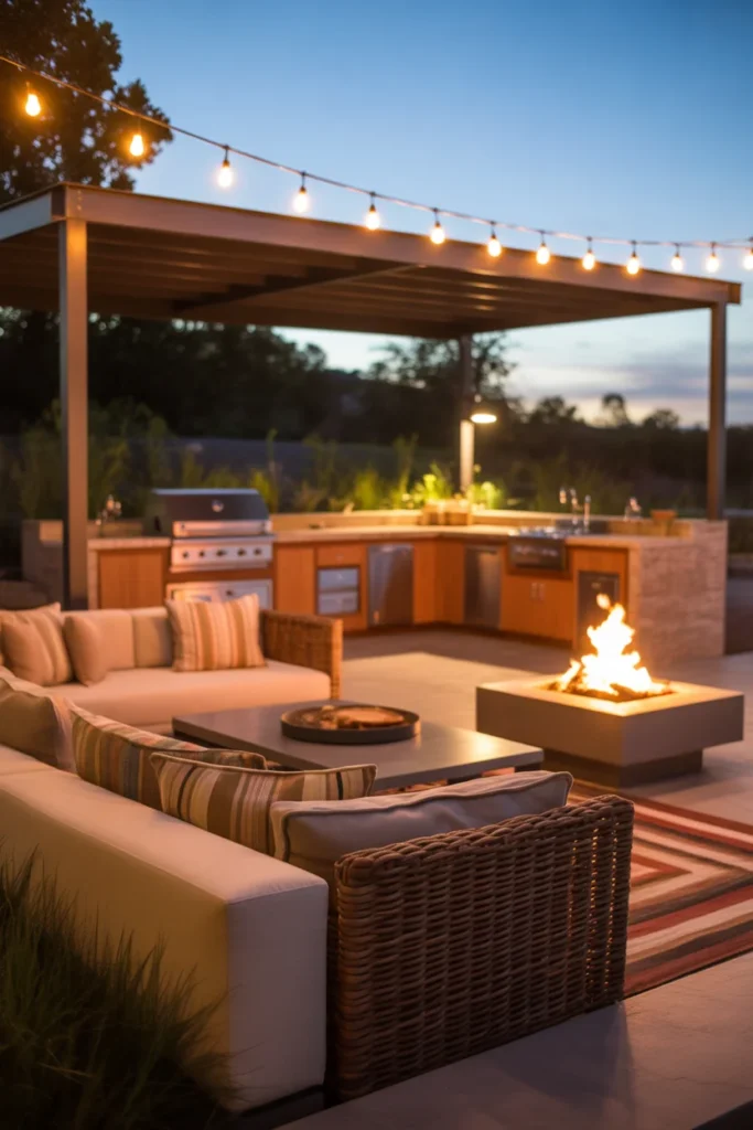 Outdoor grill patio styled like an outdoor living room