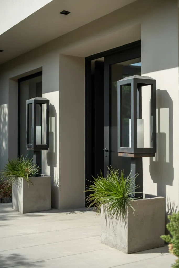 Minimal modern front porch lantern styling