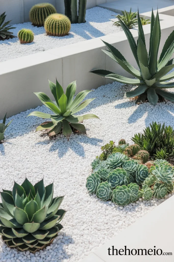 Calm minimalist succulent front yard landscaping