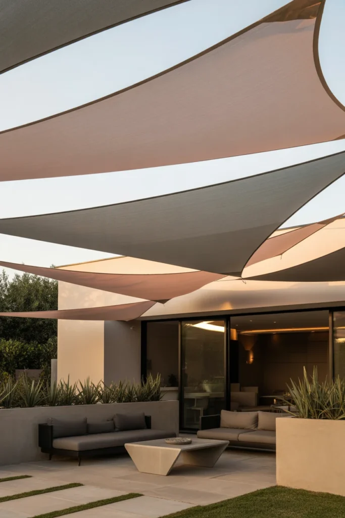 Modern patio shade sail design