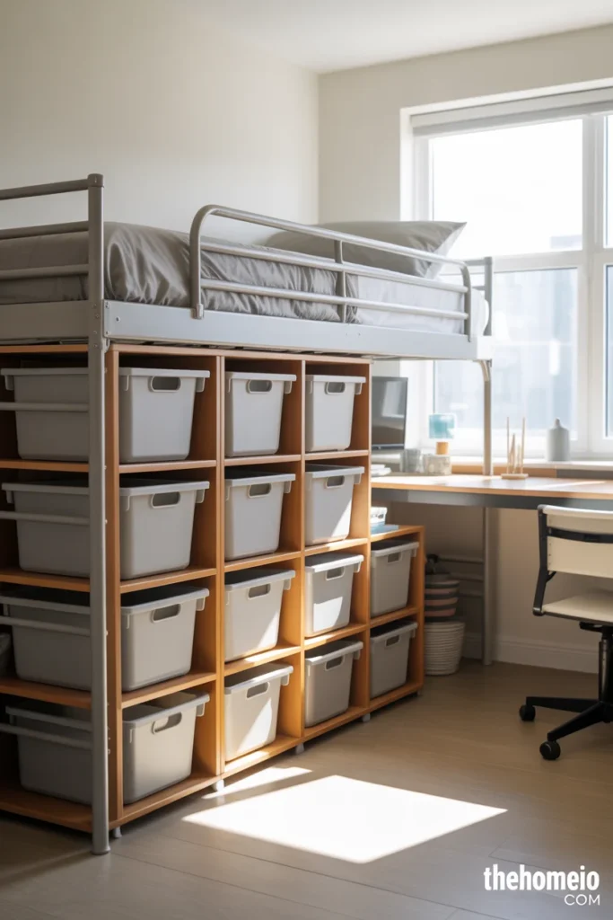 Under-bed storage ideas for dorm room