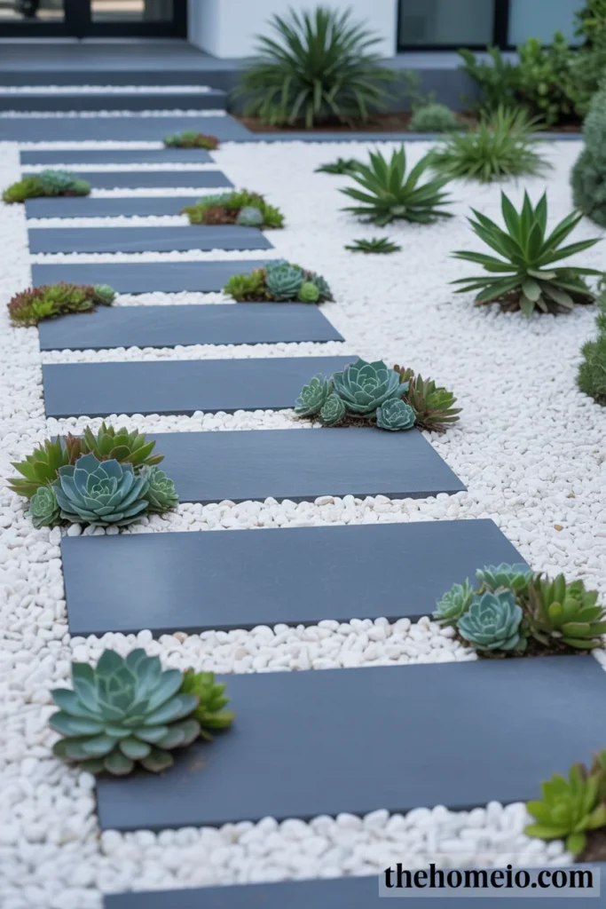 Modern succulent garden pathway design