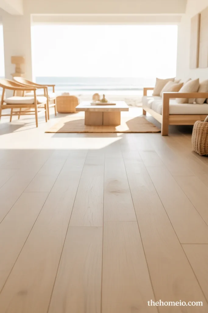 White oak flooring in coastal home interior