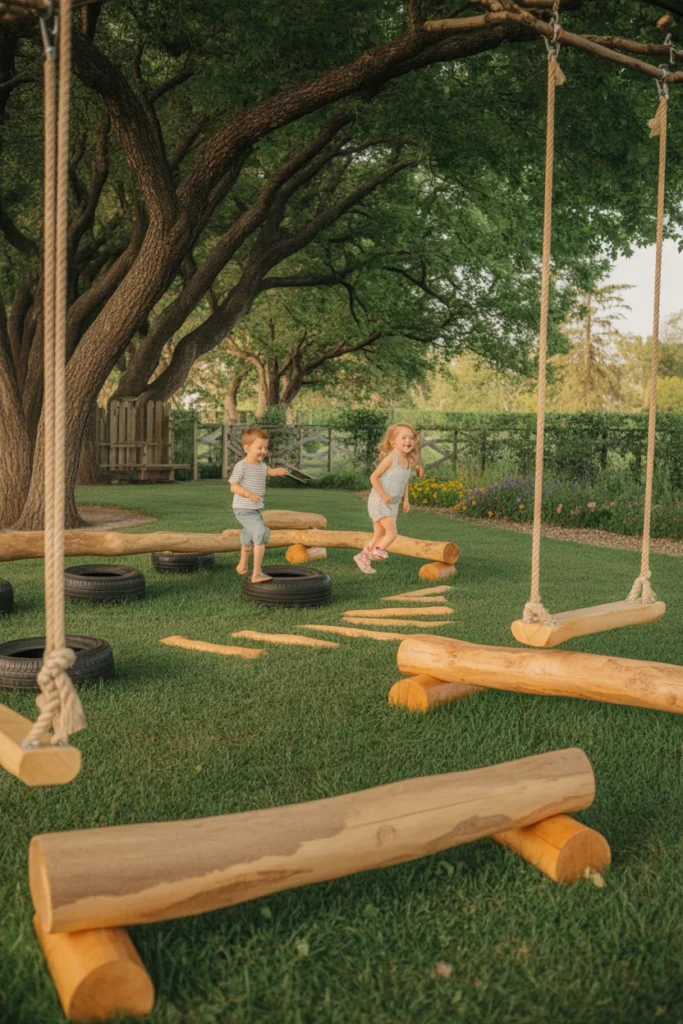 Gravel outdoor play area for kids backyard