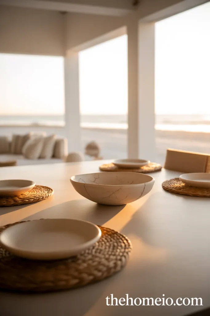 Minimal coastal dining room decor