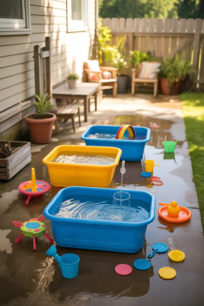 Outdoor water play station for kids