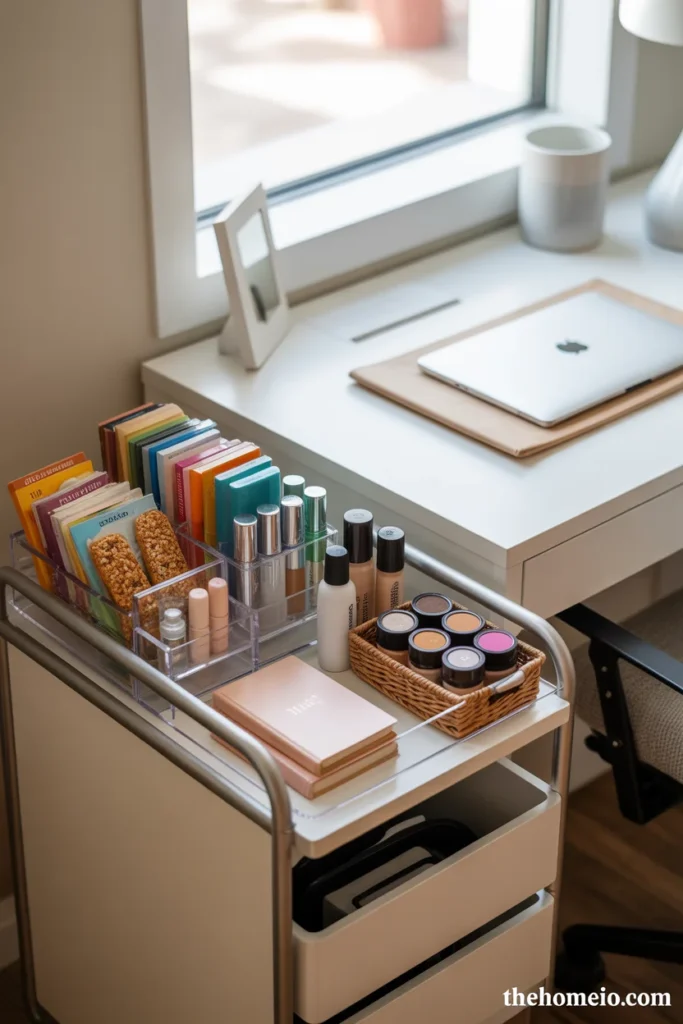 Rolling cart storage idea for dorm room