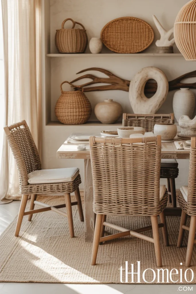 Natural textures in coastal dining room