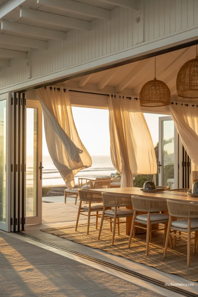 Indoor outdoor coastal dining room