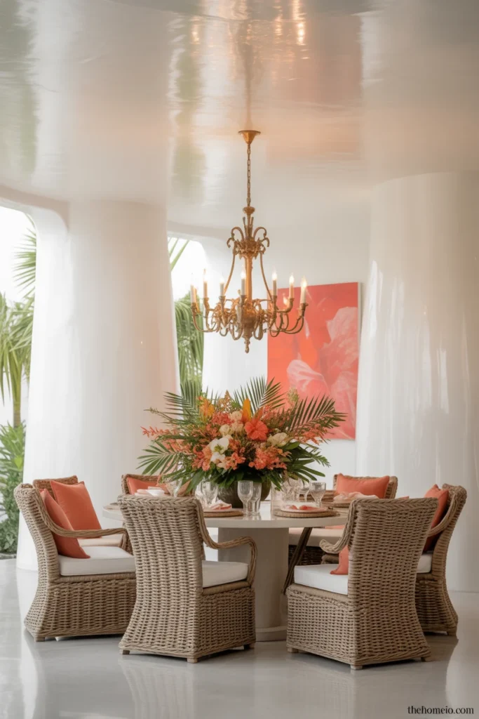 Glamorous Palm Beach coastal dining room