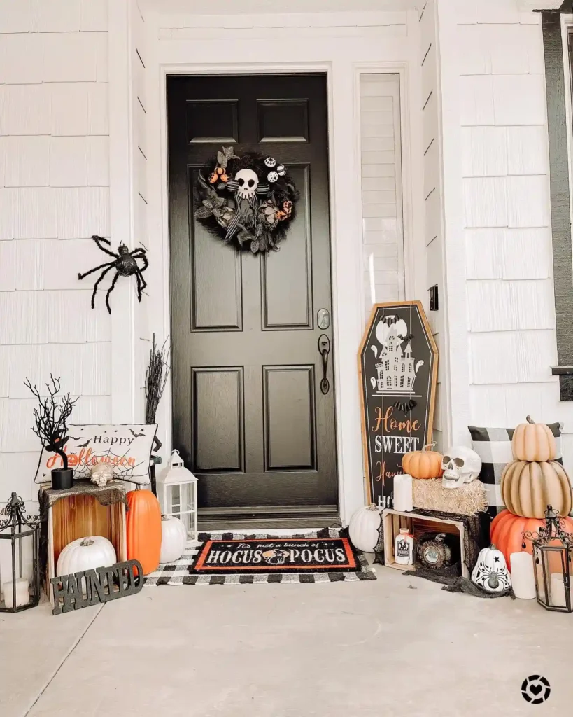 Mix Spooky and Cute With a Skeleton Wreath and Coffin Sign